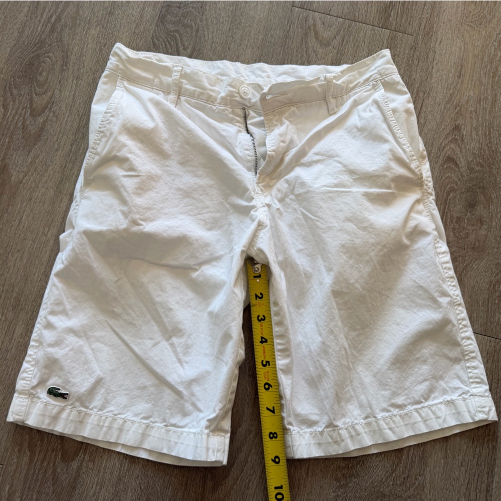 Lacoste White Chino Shorts Mens 30 Cotton Twill Classic Fit Preppy - Picture 9 of 11